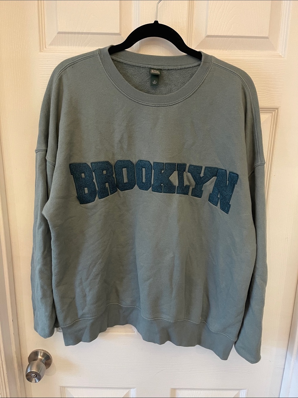 wild fable Slate Green 'BROOKLYN' Appliqué Crewneck Sweater